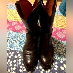 Lucchese Black Cherry NV8814 Size 8.5 D See Pictures One Boot Repaired